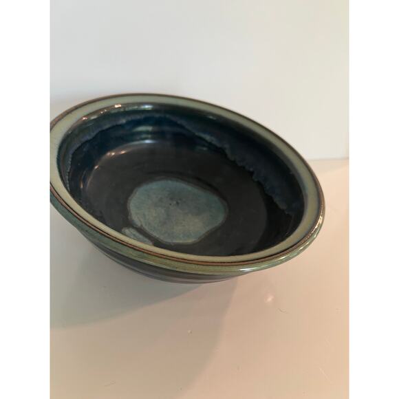 Vintage Signed Abreu's Studio Glazed Pottery Decorative Serving Bowl Blue JL - Picture 1 of 8